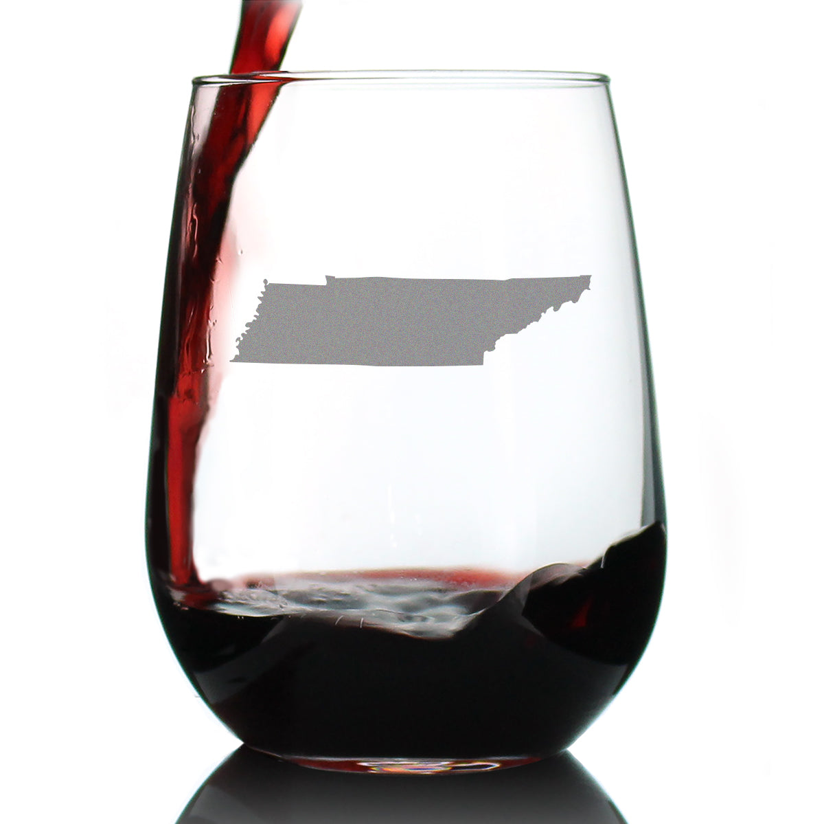 Tennessee State Outline Stemless Wine Glass - State Themed Drinking Decor and Gifts for Tennessean Women &amp;amp; Men - Large 17 Oz Glasses