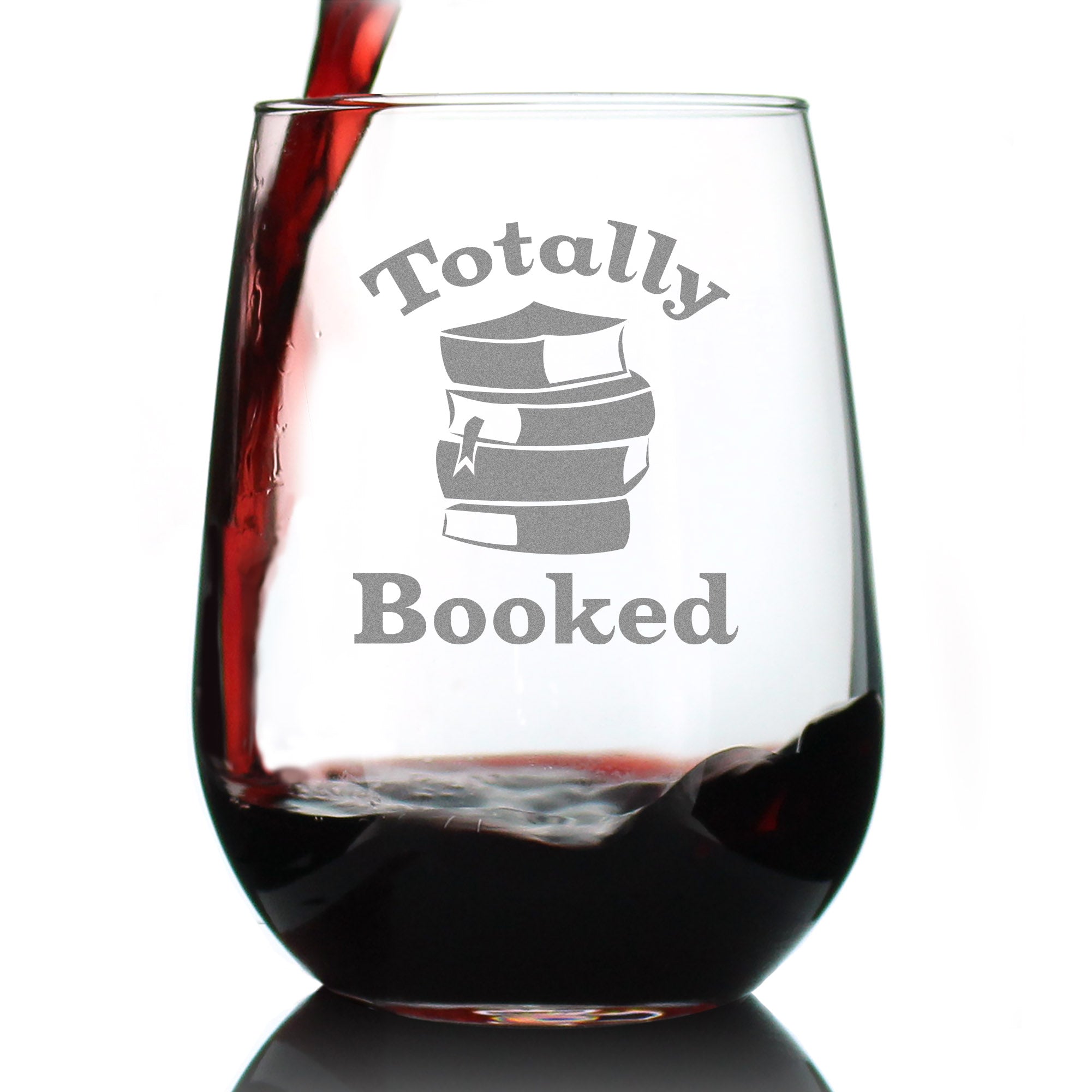 Totally Booked - Stemless Wine Glass - Cute Funny Book Club Gifts for Lovers of Reading &amp;amp; Fun Librarians - Large