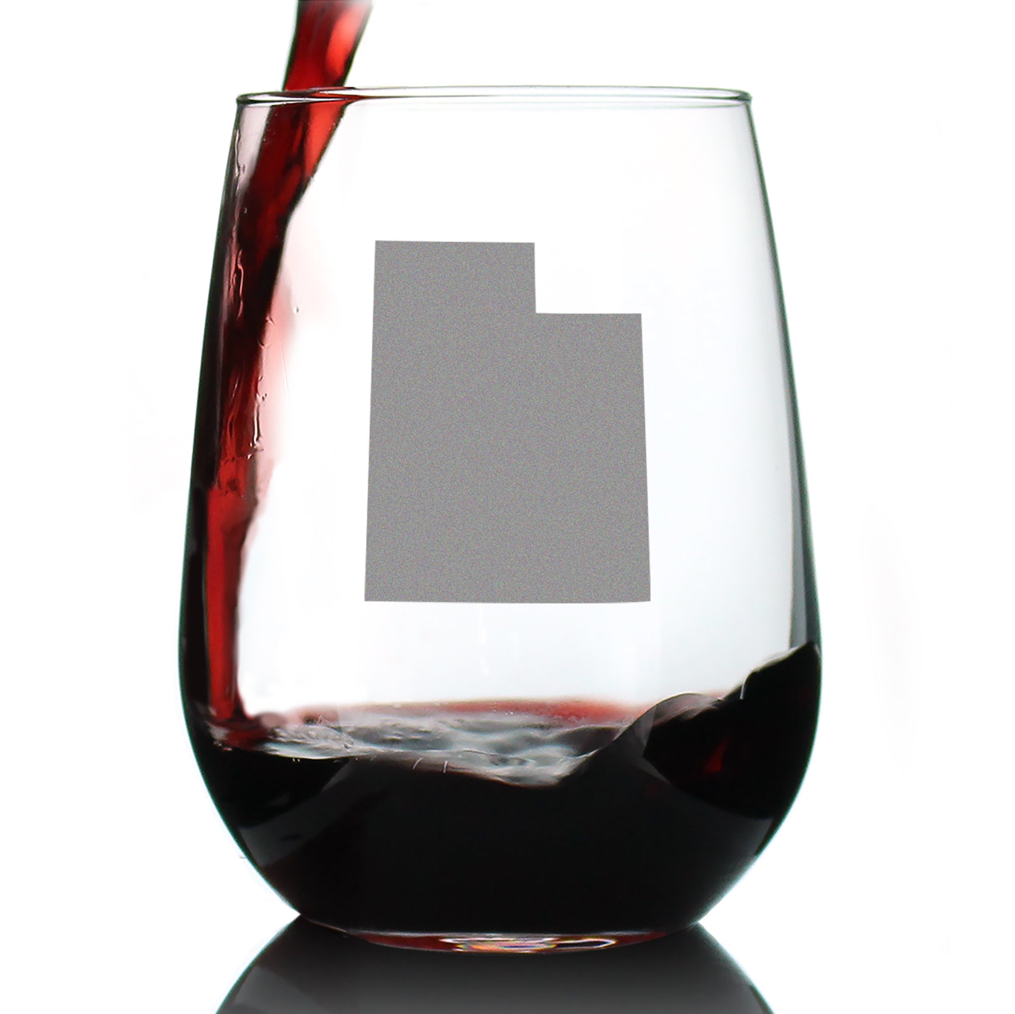 Utah State Outline Stemless Wine Glass - State Themed Drinking Decor and Gifts for Utahn Women &amp;amp; Men - Large 17 Oz Glasses