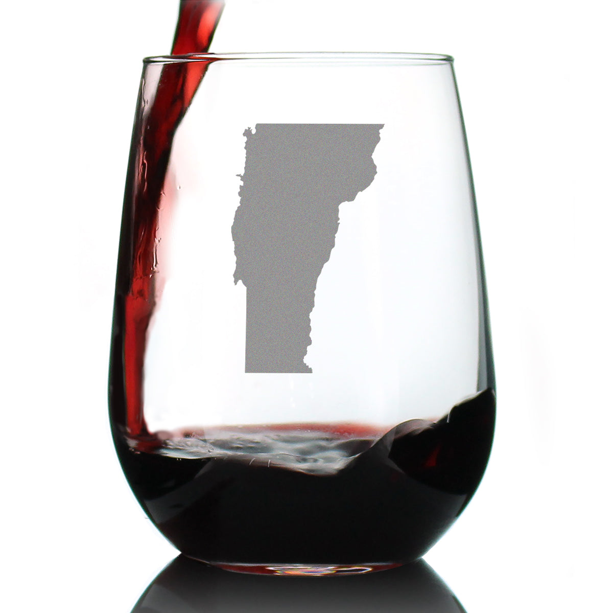 Vermont State Outline Stemless Wine Glass - State Themed Drinking Decor and Gifts for Vermonter Women &amp;amp; Men - Large 17 Oz Glasses