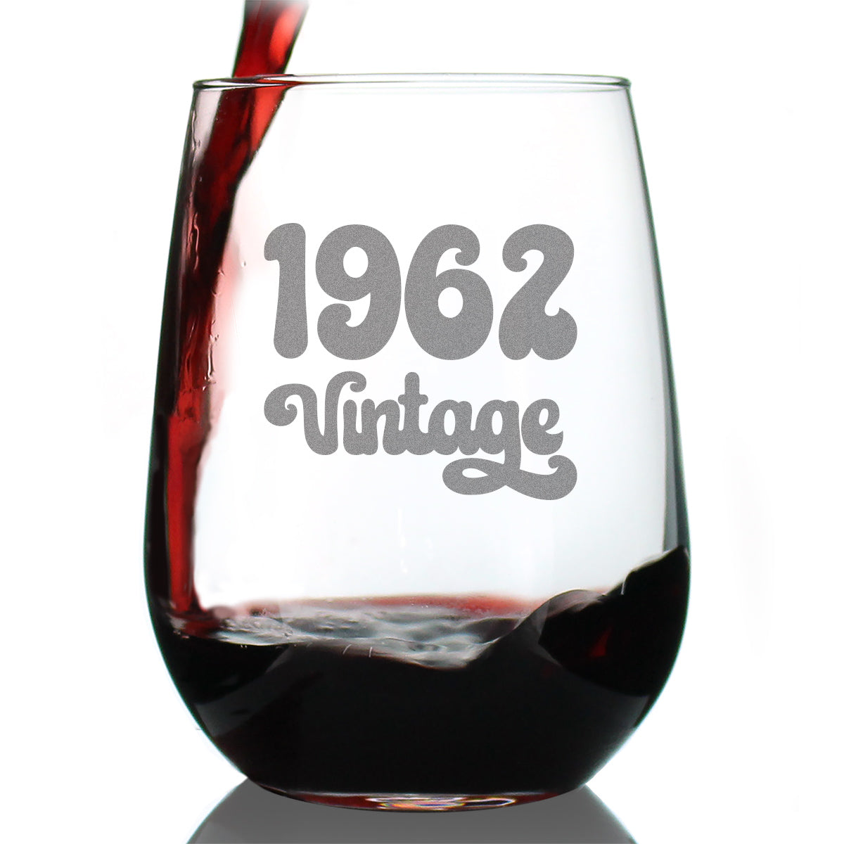 Vintage 1962 - 63rd Birthday Stemless Wine Glass Gifts for Women &amp;amp; Men Turning 63 - Bday Party Decor - Large Glasses