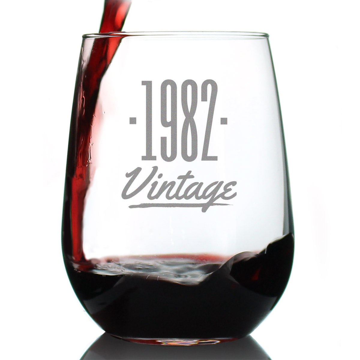 Vintage 1982 - 43rd Birthday Stemless Wine Glass Gifts for Women &amp;amp; Men Turning 43 - Bday Party Decor - Large Glasses