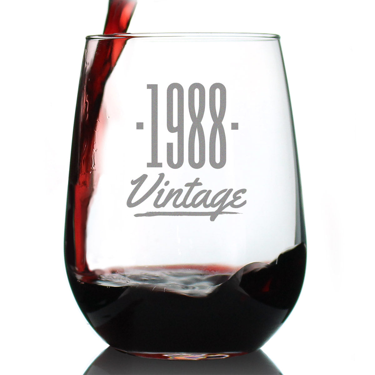 Vintage 1988 - 37th Birthday Stemless Wine Glass Gifts for Women &amp;amp; Men Turning 37 - Bday Party Decor - Large Glasses