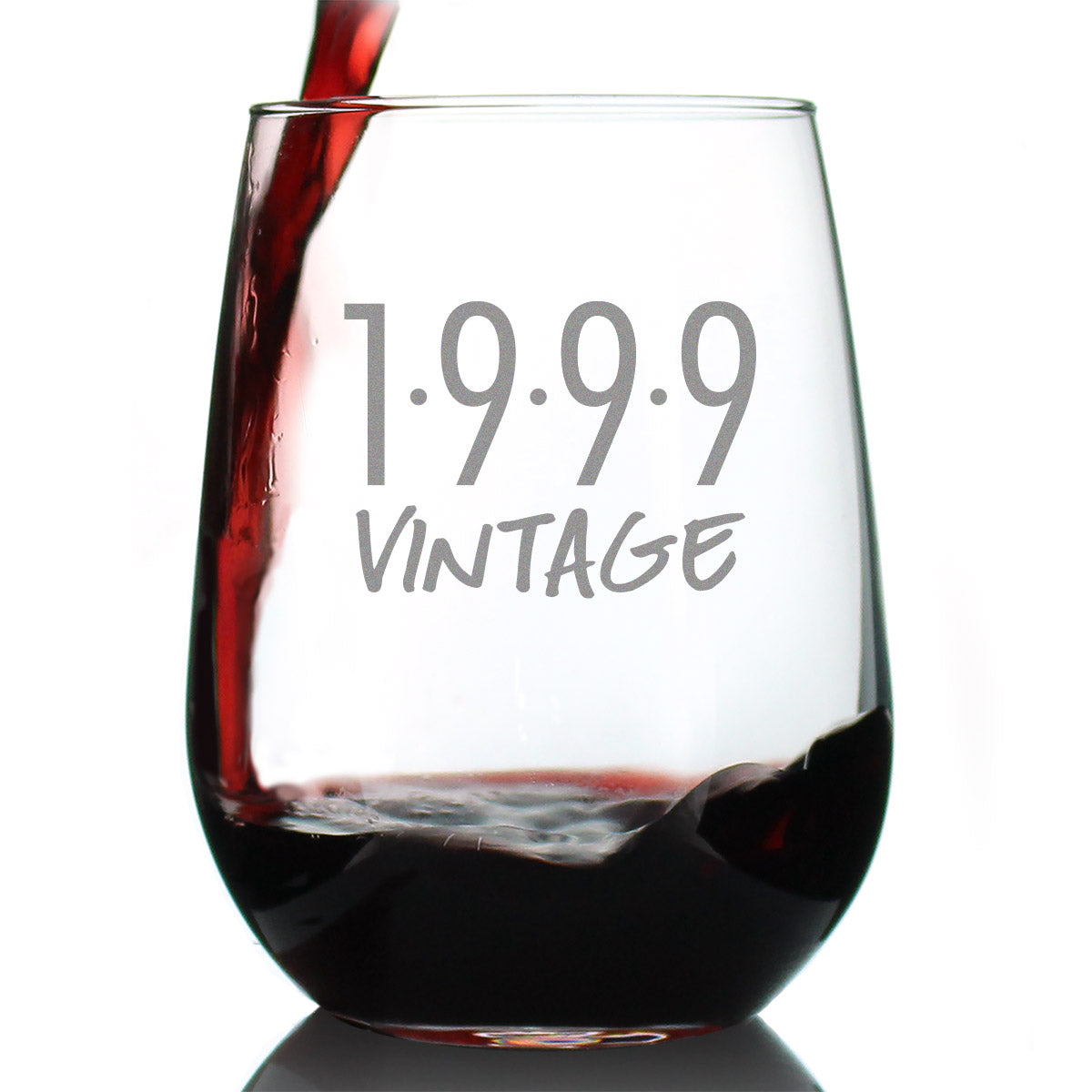 Vintage 1999 - 26th Birthday Stemless Wine Glass Gifts for Women &amp;amp; Men Turning 26 - Bday Party Decor - Large Glasses