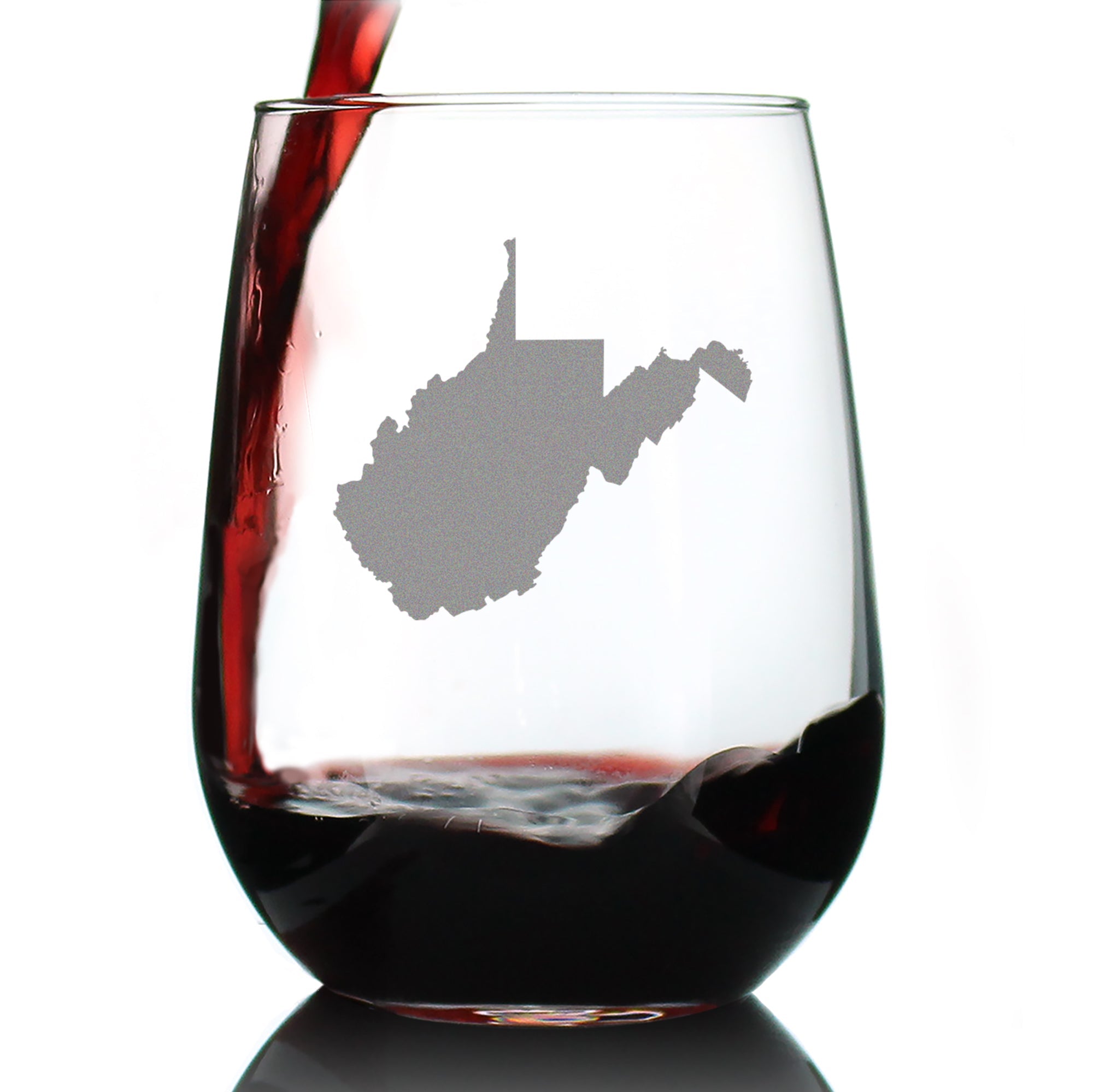 West Virginia State Outline Stemless Wine Glass - State Themed Drinking Decor and Gifts for West Virginian Women &amp;amp; Men - Large 17 Oz Glasses