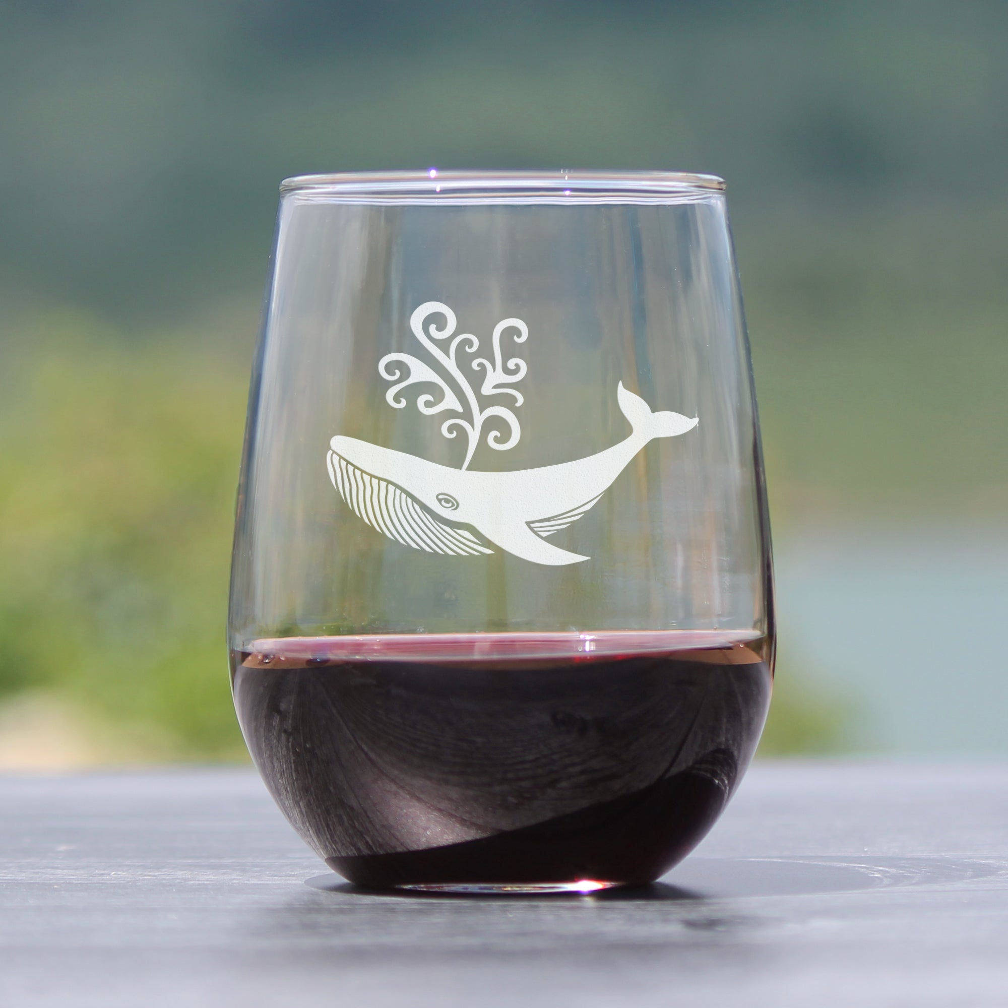 Decorative Whale - 17 Ounce Stemless Wine Glass