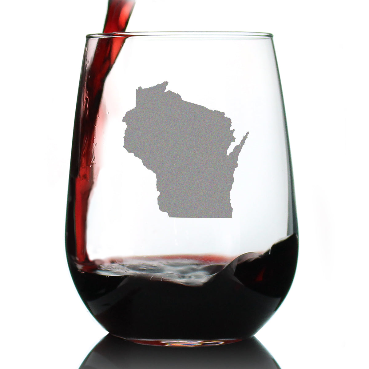 Wisconsin State Outline Stemless Wine Glass - State Themed Drinking Decor and Gifts for Wisconsinite Women &amp;amp; Men - Large 17 Oz Glasses