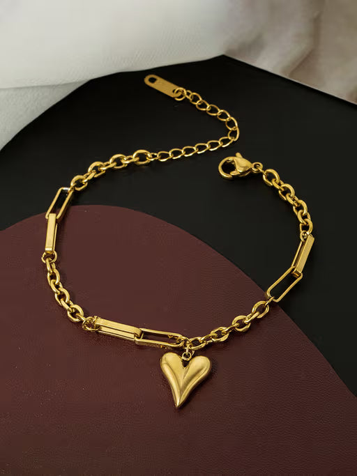 Anti-Tarnish Gold Heart Charm Bracelet -Dainty &amp; Durable Love Jewelry