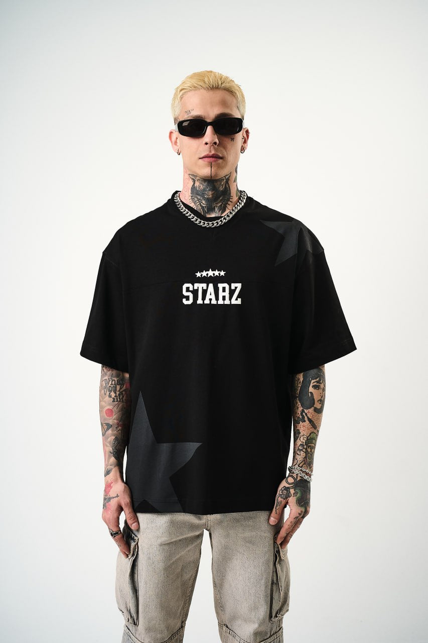 Men&amp;#39;s Oversize &amp;#39;STARZ / 22&amp;#39; Graphic T-Shirt - Streetwear Star Print Tee