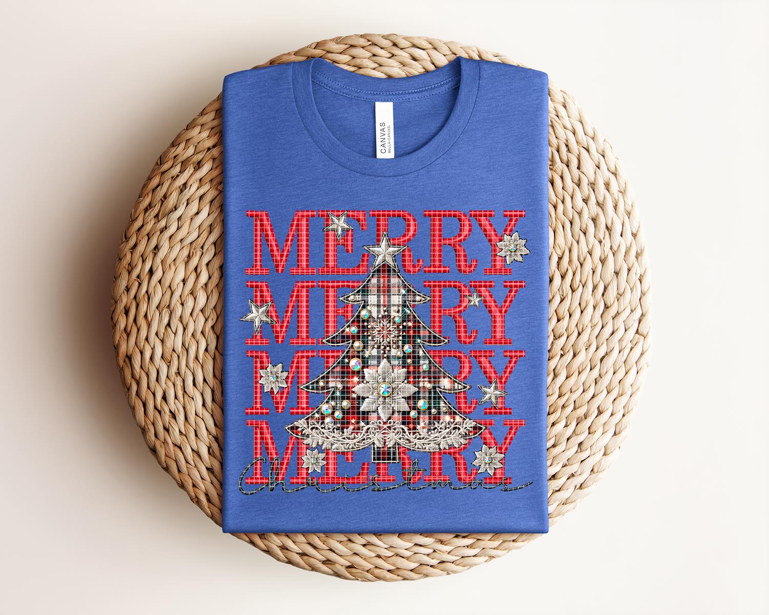 Plaid Tree Merry Christmas Graphic Tee