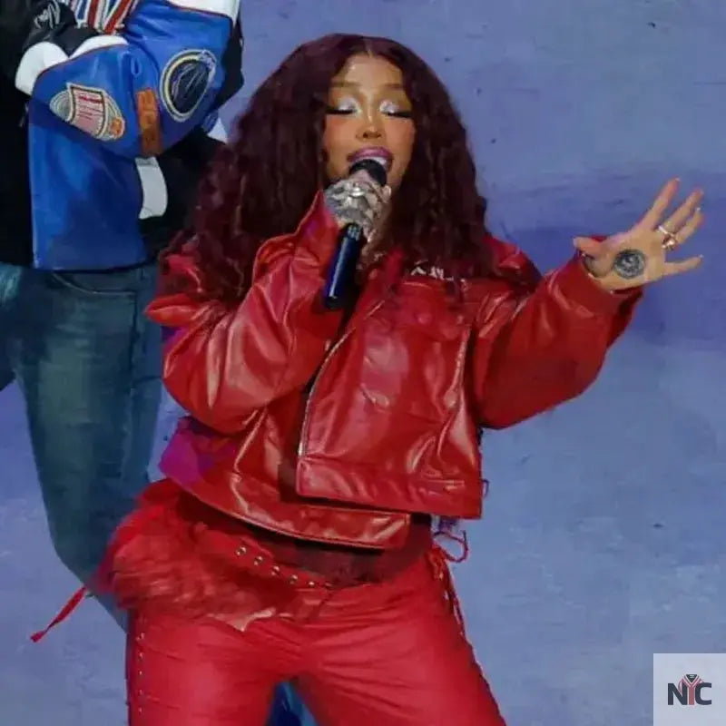 SZA Super Bowl 2025 Halftime Show Leather Jacket