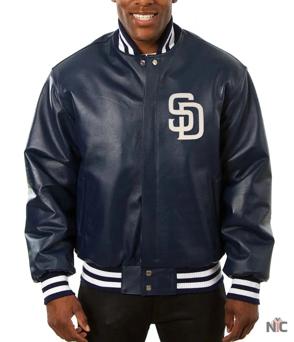 San Diego Padres Navy Blue Leather Jacket
