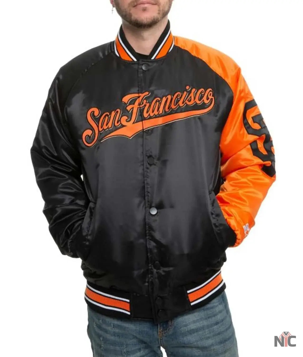San Francisco Giants Stadium Black And Orange Varsity Jacket