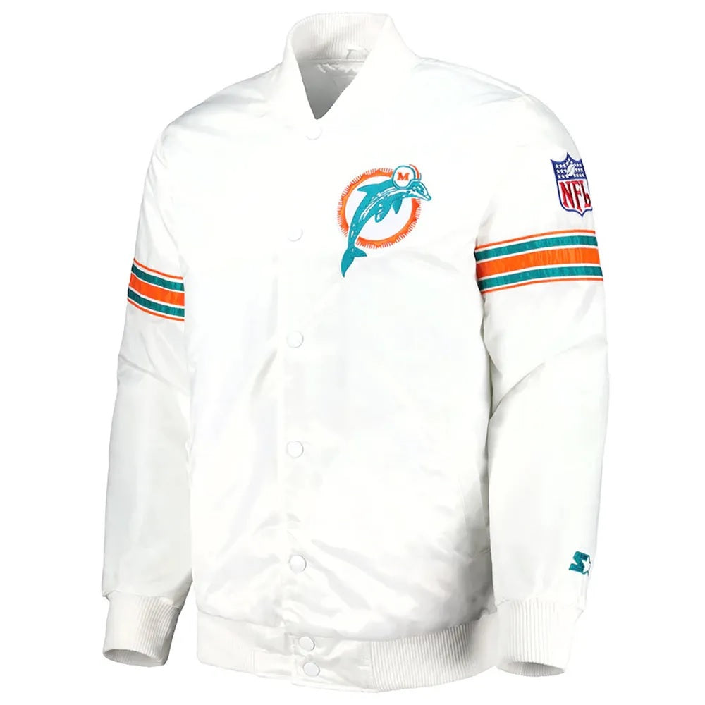 Miami Dolphins The Power Forward White Full-Snap Jacket
