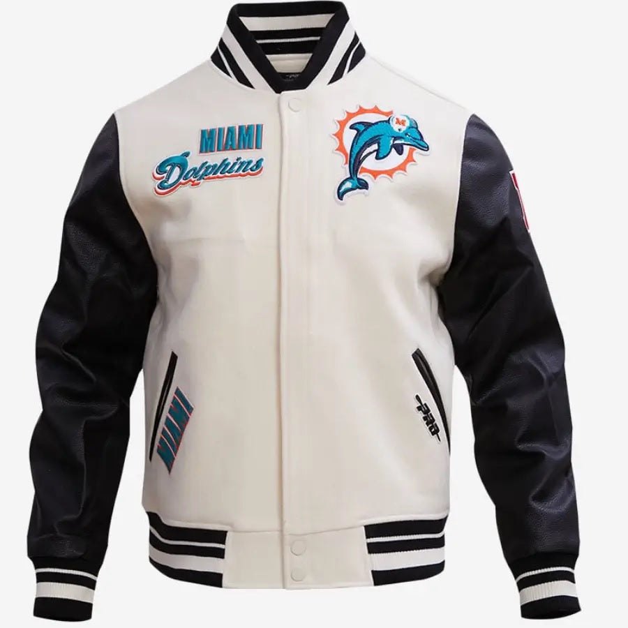 Miami Dolphins Classic Wool and Leather Varsity Jacket