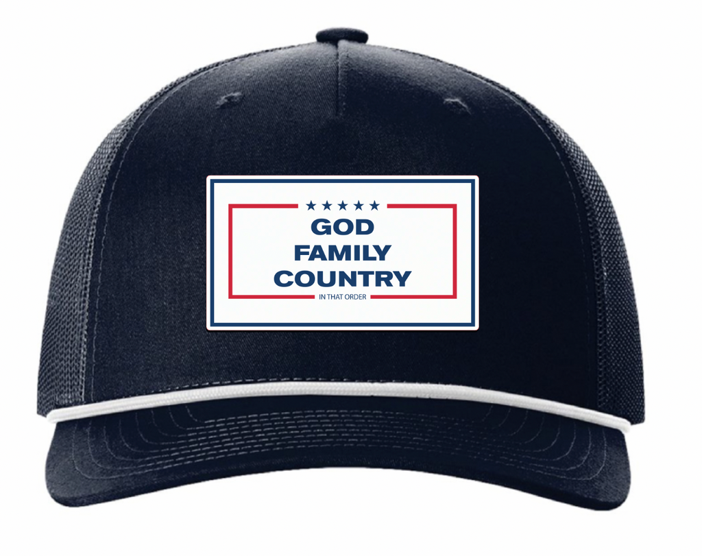 "GOD, FAMILY,COUNTRY" UV Printed Patches. (WHITE)
