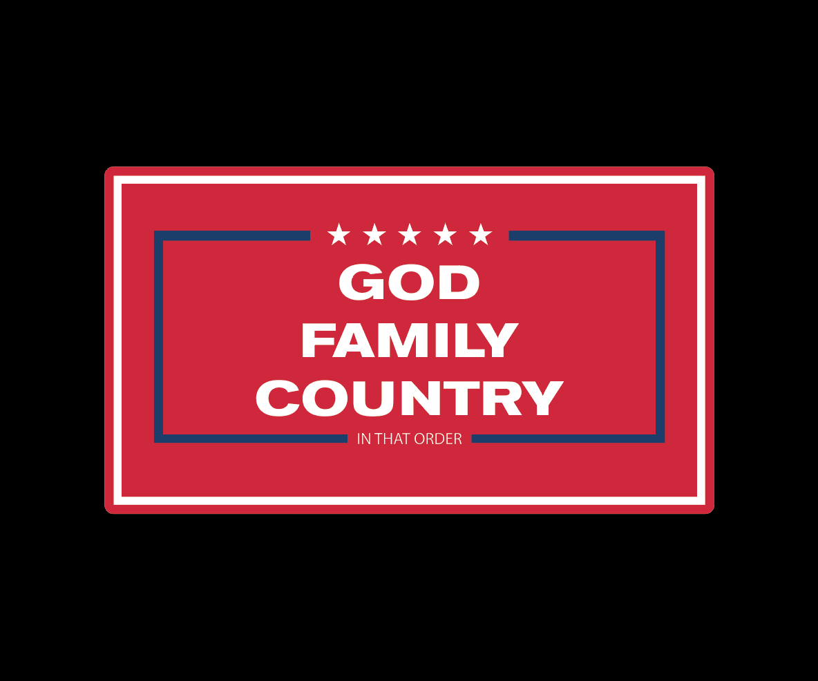 "GOD, FAMILY,COUNTRY" UV Printed Patches. (RED)