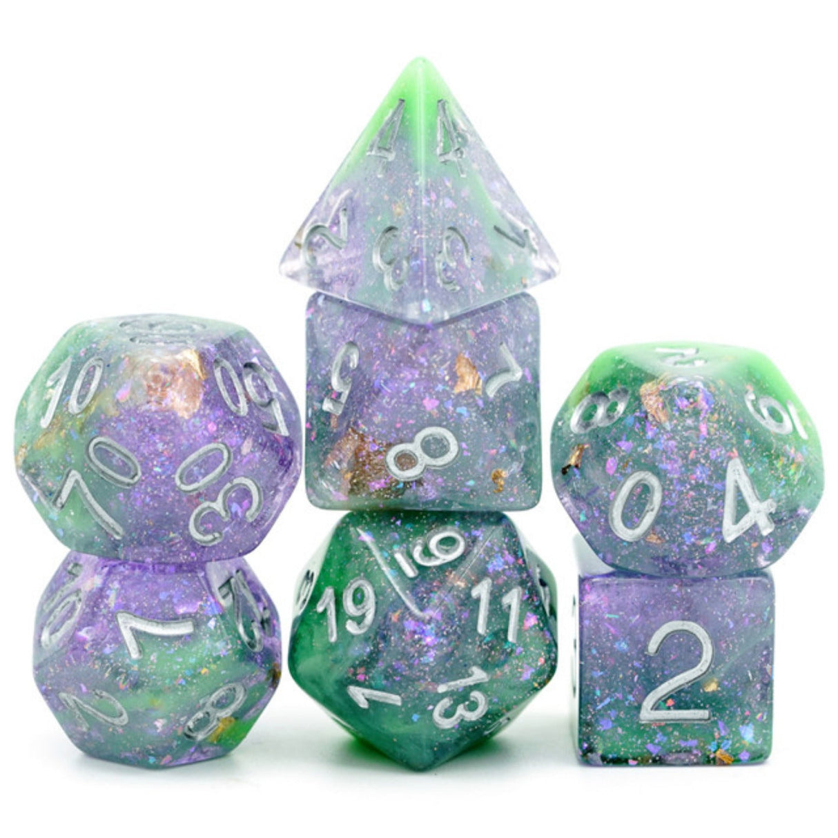 Green &amp;amp; Purple Seabed Treasure Dice Set
