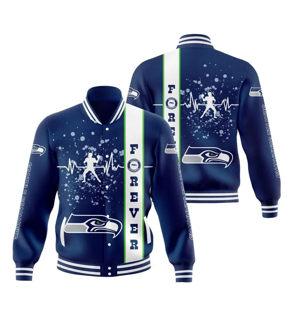 Seattle Seahawks Blue Button up Jacket