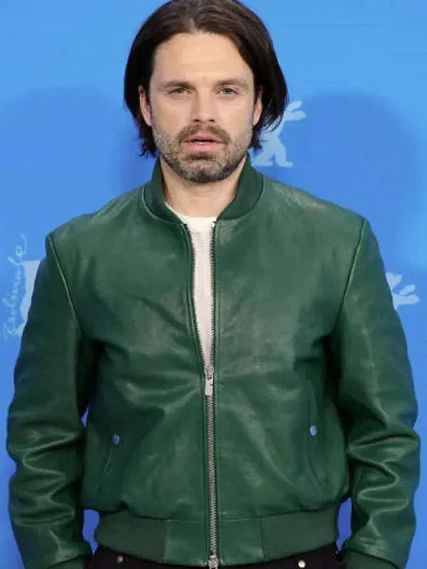 Sebastian Stan A Different Man Green Leather Jacket