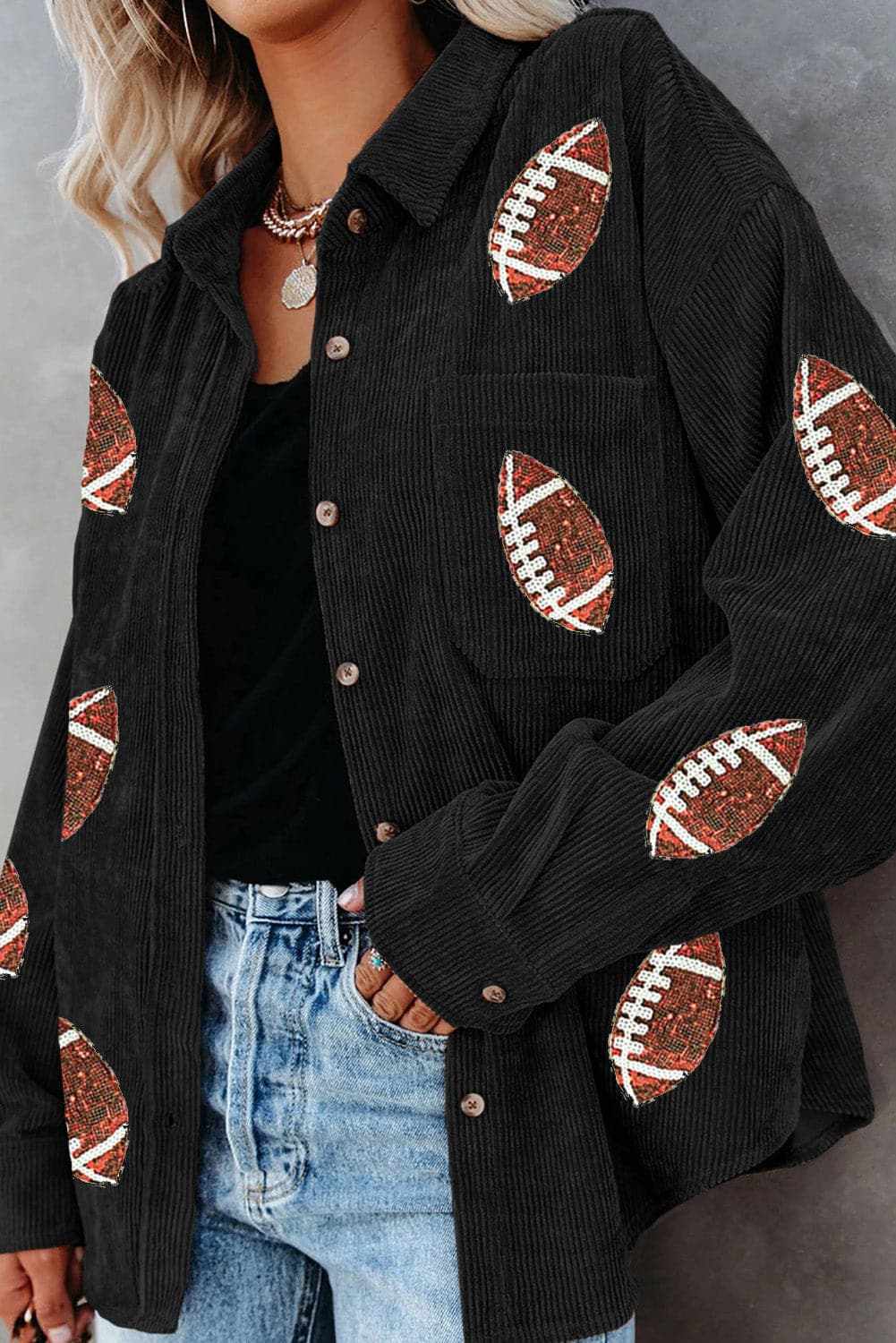 Sequin football jacket - long sleeve