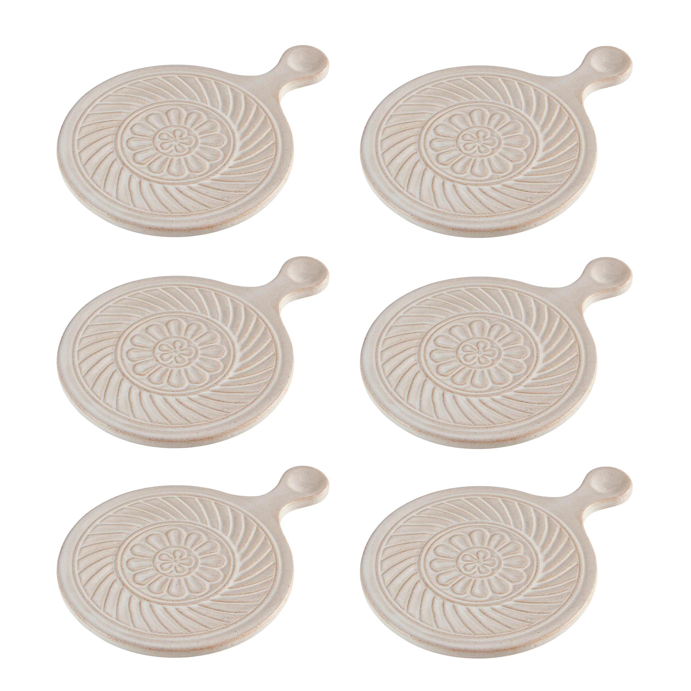 Set of 6 Mini Serving Trivets | Rustic Hot Dishes Ceramic Stand | 5&amp;quot; Diameter
