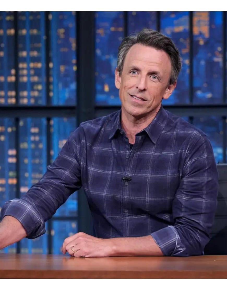 Seth Meyers Late Night with Seth Meyers S12 Blue Checked Shirt