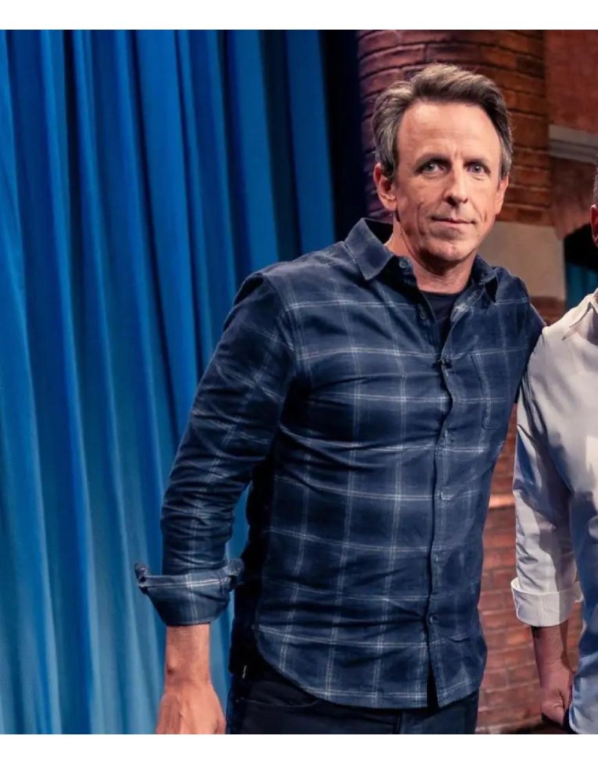Seth Meyers Late Night with Seth Meyers S12 Blue Checked Shirt