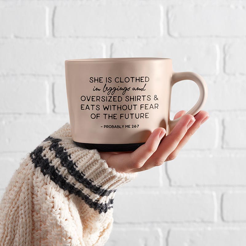 She Is Clothed In Leggings &amp;amp; Eats Without Fear Of The Future Mug | Stoneware Coffee Tea Mug | 15oz.