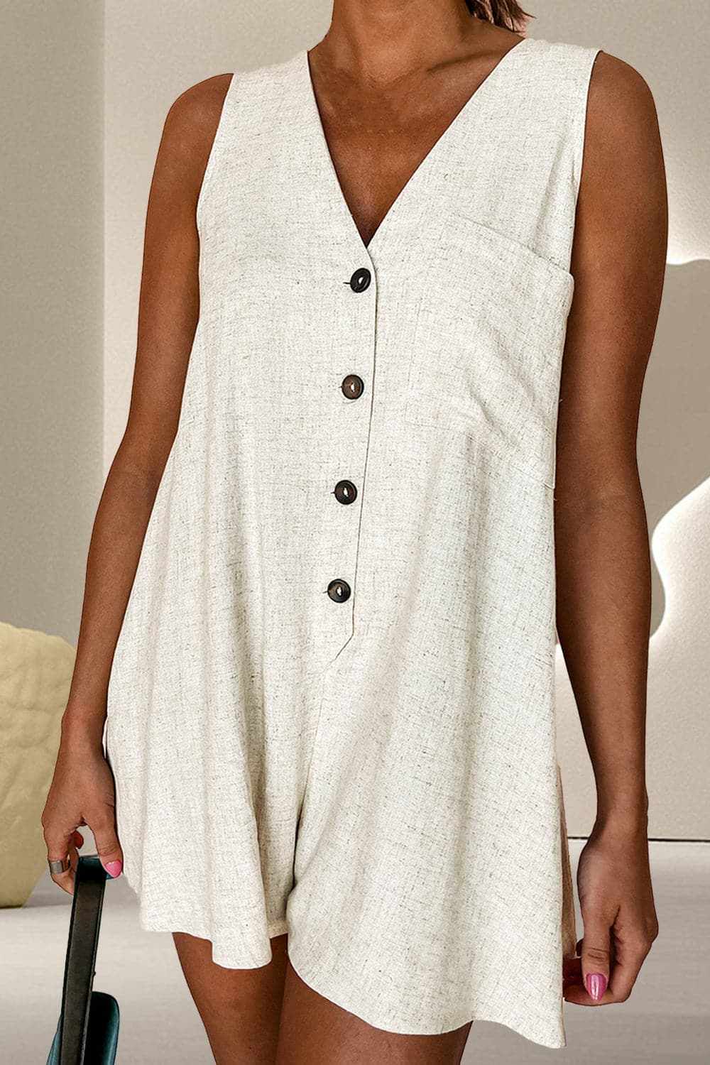 Sheer v-neck sleeveless romper