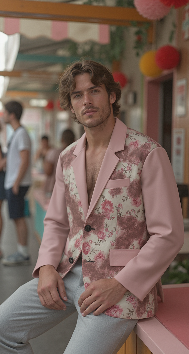 Shibori Floral Men&amp;#39;s Casual Cotton Blazer