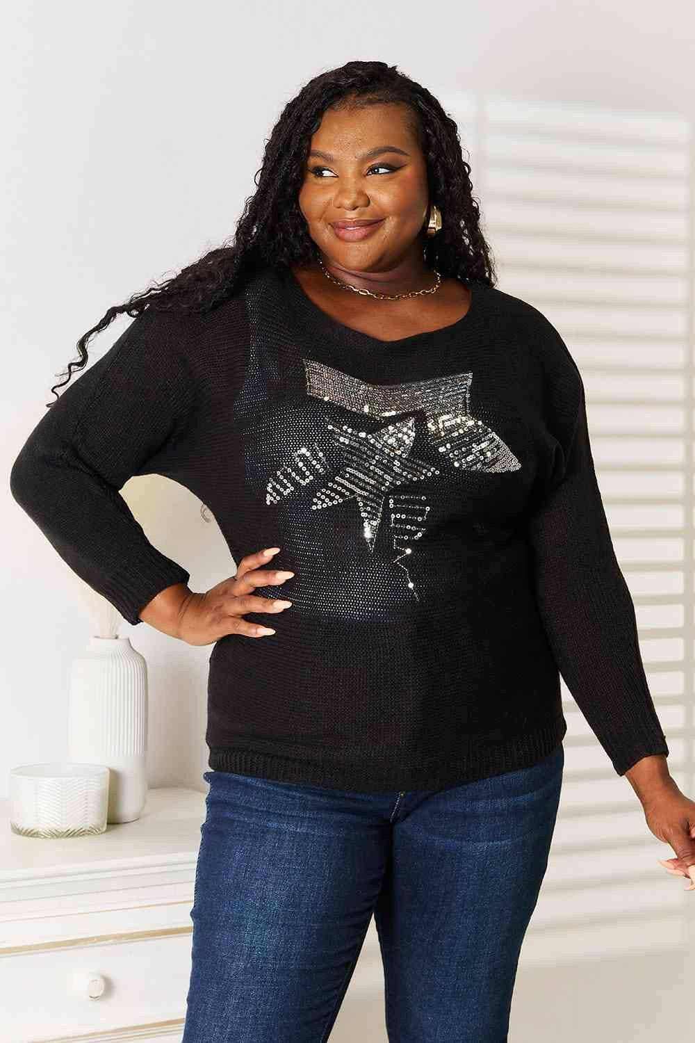 Trendsi Apparel - Shimmering sequin dolman sweater