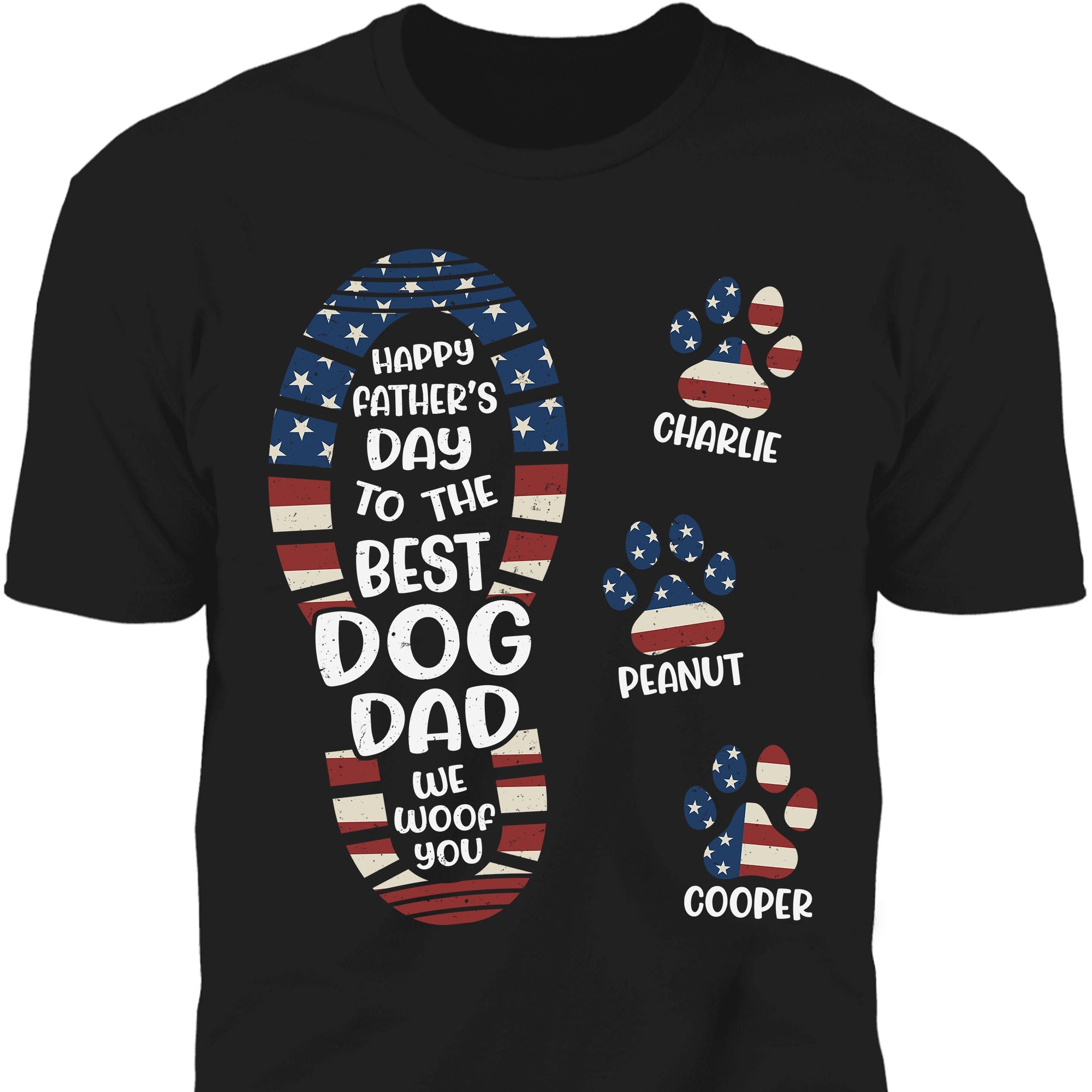 Happy Father&amp;#39;s Day To The Best Dog Dad Paw Print Personalized Custom Dog Dad Shirt C745