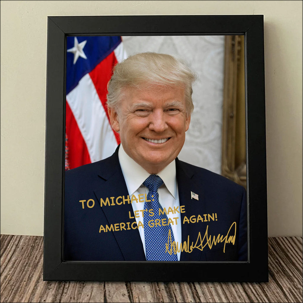 President Donald Trump Official Portrait 2025 | President Donald Trump Autographed Picture | Donald Trump Homage Picture | Donald Trump Fan Picture Frame C922 - GOP