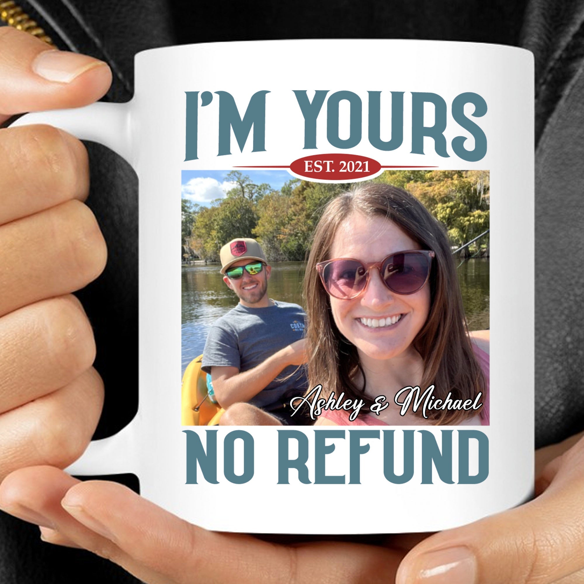I&amp;#39;m Yours No Refund - Personalized Custom Photo Couple Mug - Gift For Couple, Husband Wife, Anniversary, Engagement, Wedding, Valentines Day C855