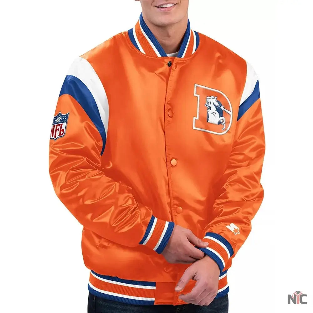 Shutout Throwback Denver Broncos Orange Satin Jacket