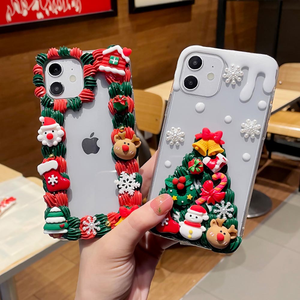 Handmade Simple Christmas Cream Phone Case (Customizable) | ZAKAPOP