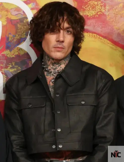 Singer Oliver Sykes Black Crop Leather Jacket