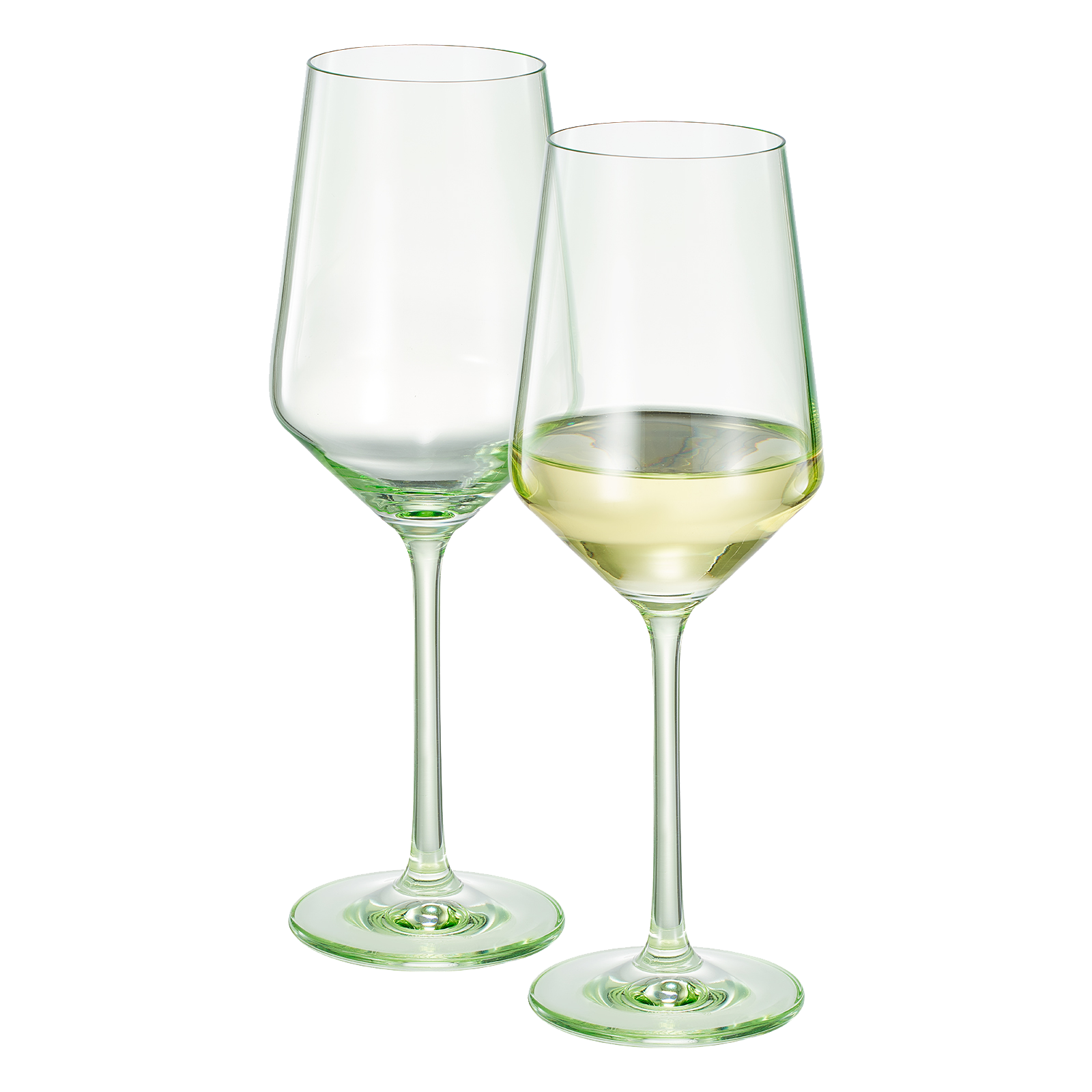 Monet Stemmed Wine Glassware, Green, Set of 2