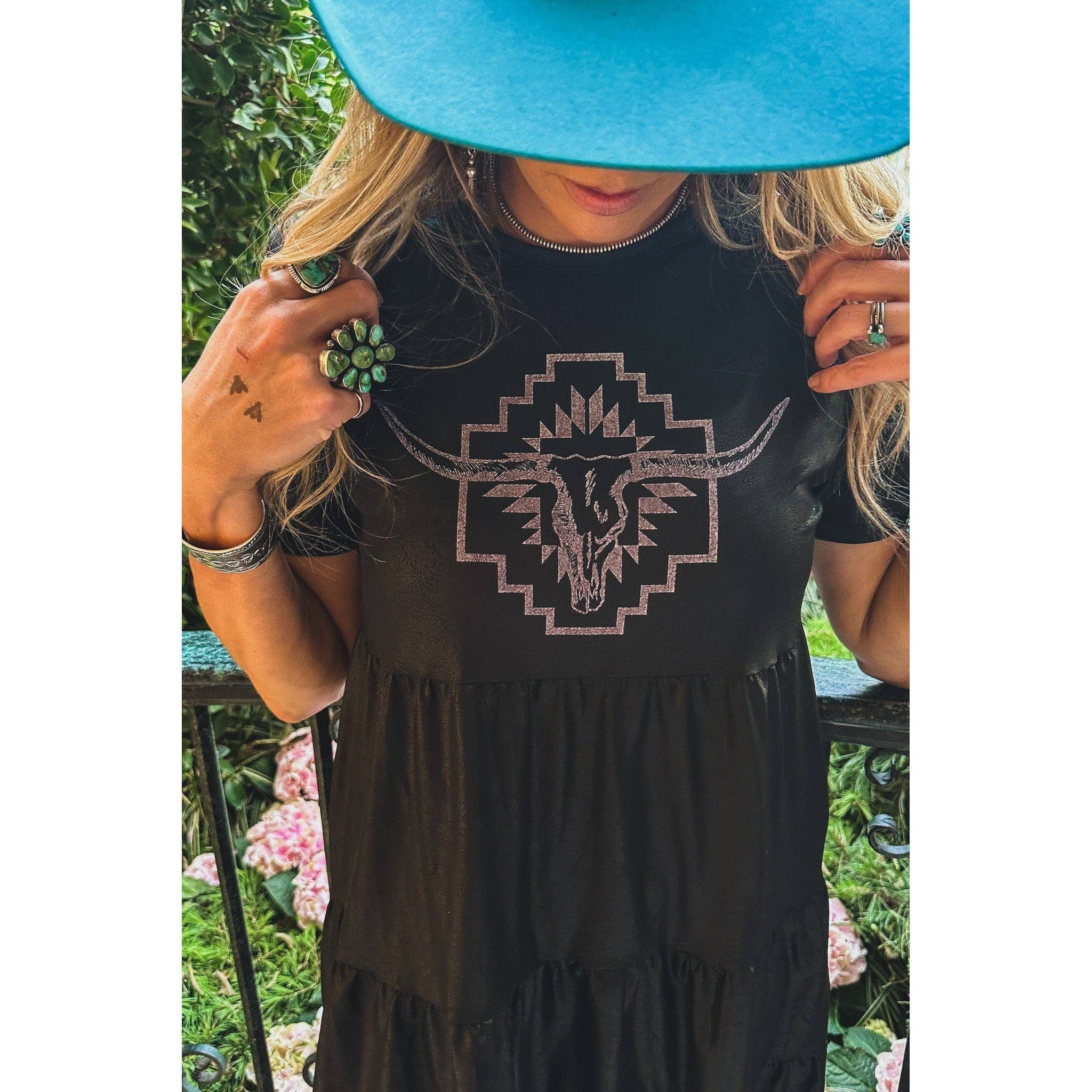 [Size M Remaining] Leather Look Western Style &amp;quot;Cisco&amp;quot; Dress