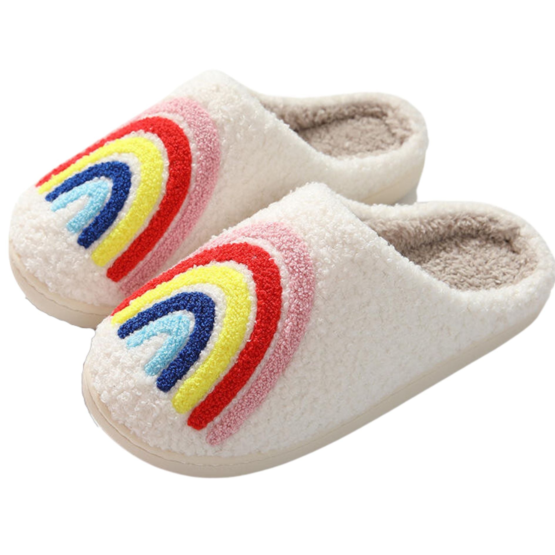 [Sizes 7-8 Remaining] Rainbow Plush Cozy Women&amp;#39;s Slippers | Giftable Slip-On Mules House Shoes