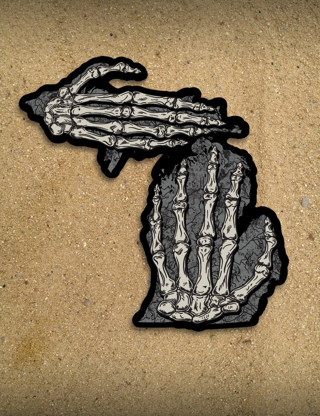 Skeleton Hand - 4&amp;quot; Michigan Sticker