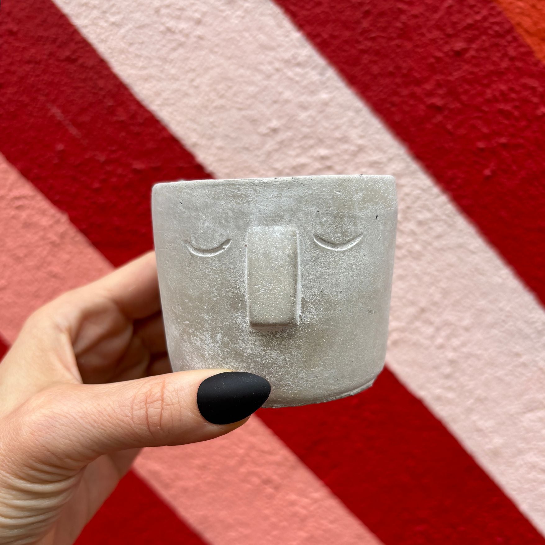 Small Face Pot | Decorative Cement Planter | 3&amp;quot; x 2.5&amp;quot;