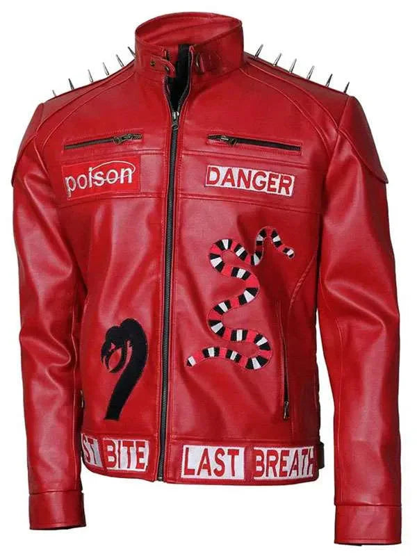 I Am Venomous Snake Red Leather Jacket