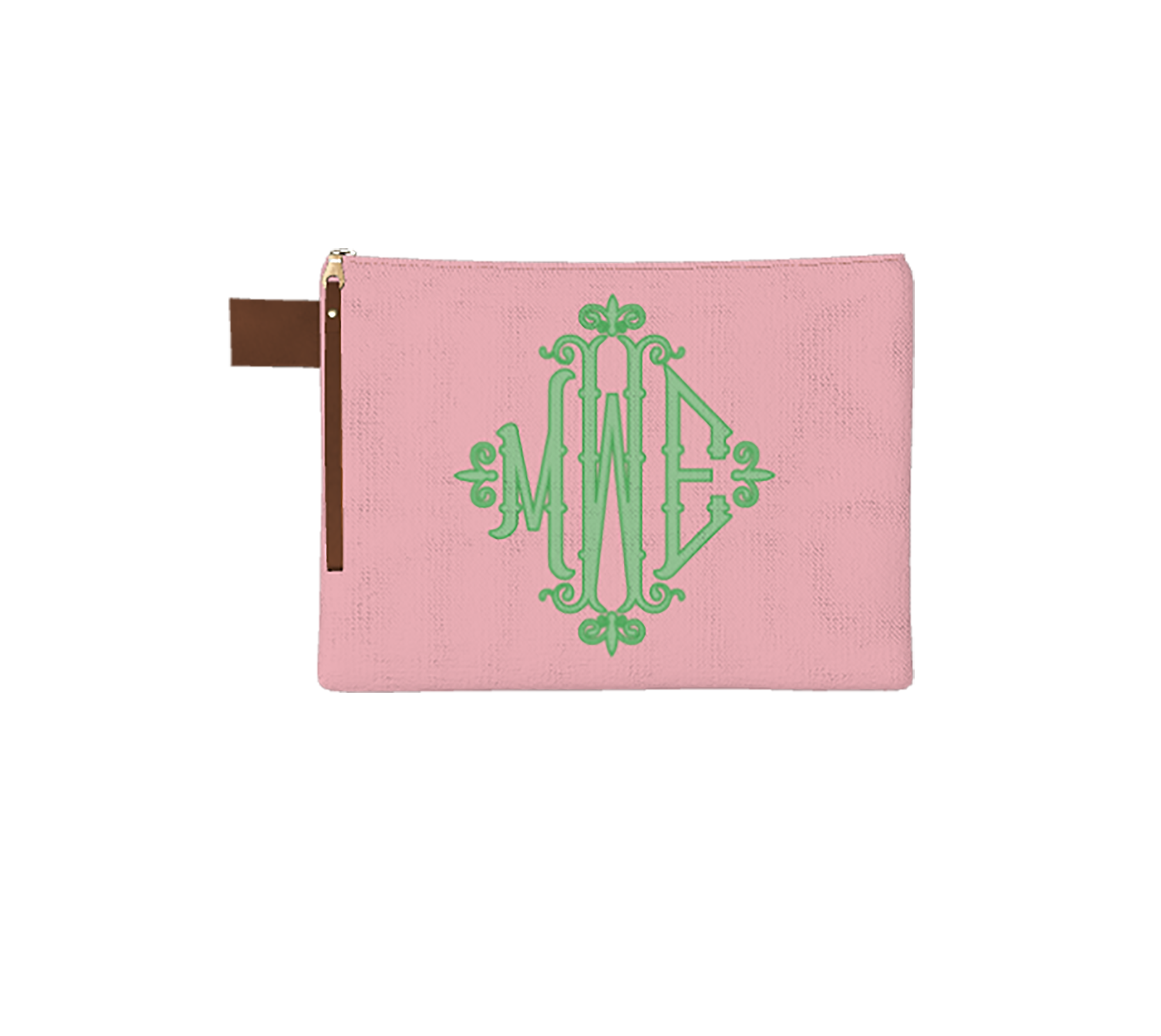 Solid Bamboo Monogram Zipper Pouch