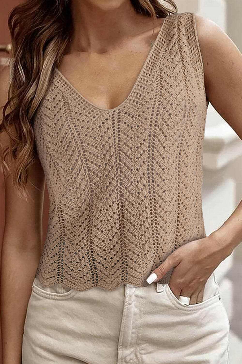 Trendsi just arrived - Sophisticated openwork knit vest