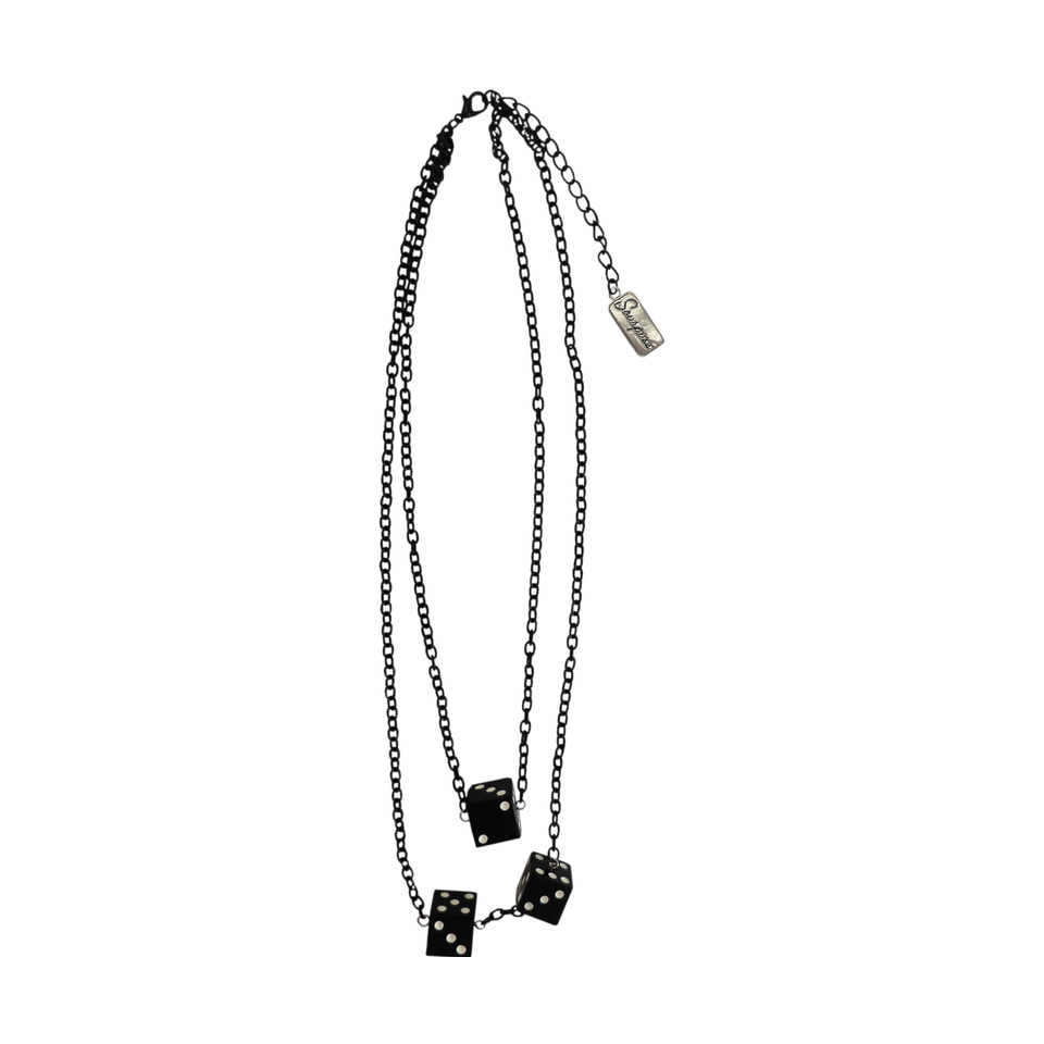 Sourpuss Black &amp;amp; White Dice Double Chain Necklace