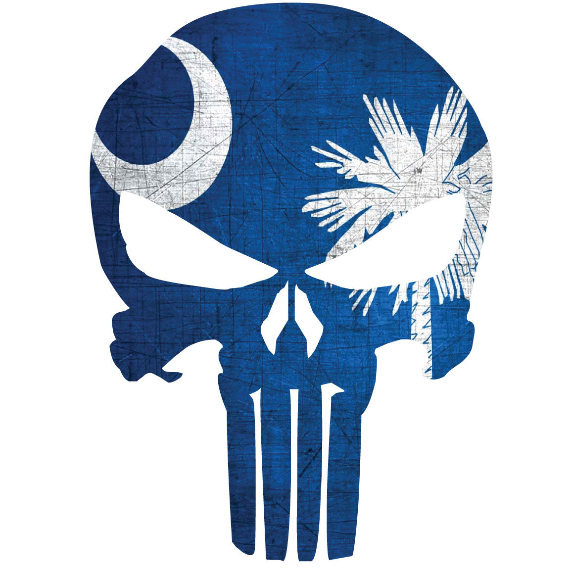 SOUTH CAROLINA FLAG PUNISHER SKULL WINDOW DECAL