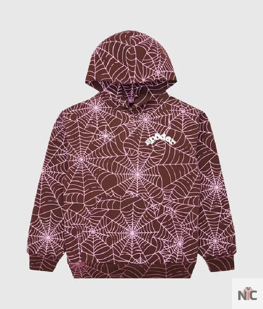 Sp5der All Over Print Hoodie ‘Brown’ White Logo