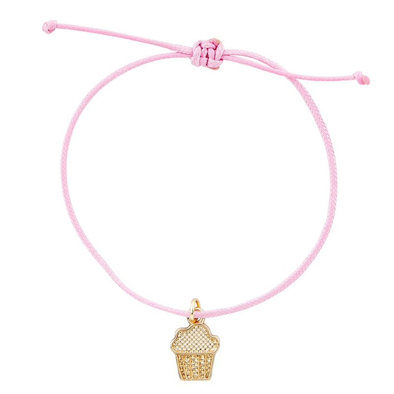Sparkle &amp;amp; Shine Cord Bracelet Cupcake Charm | Birthday Gift Fashion Jewelry